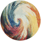 Nourison Celestial Multicolor Wave 4' x Round Area Rug, Abstract, Spiral, Bed Room, Living Room, Dining Room, Kitchen, Easy Cleaning, Non Shedding, (4' Round)
