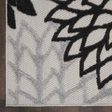 Nourison Aloha Indoor/Outdoor Black White 3'6" x 5'6" Area Rug, Tropical, Botanical, Easy Cleaning, Non Shedding, Bed Room, Living Room, Dining Room, Deck, Backyard, Patio (3x5)