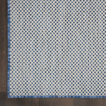 Nourison Courtyard Indoor/Outdoor Ivory Blue 4' x 6' Area Rug, Geometric, Easy Cleaning, Non Shedding, Bed Room, Living Room, Dining Room, Deck, Patio, Backyard (4x6)