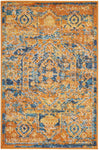 Nourison Passion Traditional Teal/Sun 1'10'' x 2'10'' Area-Rug, Easy-Cleaning, Non Shedding, Bed Room, Living Room, Dining Room, Kitchen (2x3)