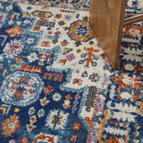 Nourison Passion Moroccan Blue/Multicolor 3'9" x 5'9" Area -Rug, Easy -Cleaning, Non Shedding, Bed Room, Living Room, Dining Room, Kitchen (4x6)