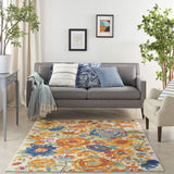 Nourison Allur Modern Floral Ivory Multicolor 4' x 6' Area -Rug, Easy -Cleaning, Non Shedding, Bed Room, Living Room, Dining Room, Kitchen (4x6)