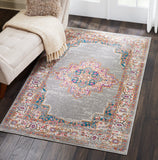 Nourison Passion Grey 3'9" x 5'9" Area Rug, Boho, Traditional, Easy Clean, Non Shedding, Bed Room, Living Room, Hallway, (4' x 6')