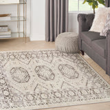 Nourison Serenity Home Vintage Ivory Grey 3'11" x 5'11" Area Rug, Easy Clean, Non Shedding, Bed Room, Living Room, Dining Room, Backyard, Deck, Patio (4x6)