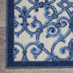 Nourison Aloha Indoor/Outdoor Grey/Blue 2'3" x 10' Area Rug, Transitional, French Country, Easy Cleaning, Non Shedding, Bed Room, Kitchen, Living Room, Deck, Backyard, (10' x Runner)