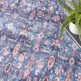 Nourison Brilliance Machine Washable Traditional Vintage Blue/Brick 4' x 6' Area -Rug, Easy -Cleaning, Non Shedding, Bed Room, Living Room, Dining Room, Kitchen (4x6)