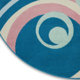 Nourison Grafix Geometric Blue Multi Colored 5'3" x Round Area-Rug, Easy-Cleaning, Non Shedding, Bed Room, Living Room, Dining Room, Kitchen (5 Round)