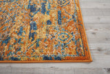 Nourison Passion Center Medallion Teal/Sun 1'10" x 6' Area Rug, Easy Cleaning, Non Shedding, Bed Room, Living Room, Dining Room, Kitchen (2x6)