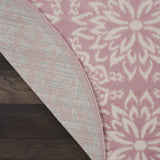 Nourison Jubilant Floral Ivory/Pink 5'3'' x Round Area-Rug, Easy-Cleaning, Non Shedding, Bed Room, Living Room, Dining Room, Kitchen (5 Round)