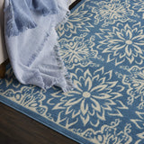Nourison Jubilant Floral Ivory/Blue 5'3'' x 7'3'' Area-Rug, Easy-Cleaning, Non Shedding, Bed Room, Living Room, Dining Room, Kitchen (5x7)