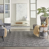 Nourison Palamos Indoor/Outdoor Dark Grey 8'10" x 11'10" Area Rug, Easy Cleaning, Non Shedding, Bed Room, Living Room, Dining Room, Backyard, Deck, Patio (9x12)