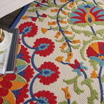 Nourison Aloha Indoor/Outdoor Red/Multi 3'6" x 5'6" Area Rug, Easy Cleaning, Non Shedding, Bed Room, Living Room, Dining Room, Deck, Backyard, Patio (4x6)