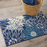 Nourison Passion Navy/Ivory 1'10" x 2'10" Area Rug, Floral, Farmhouse, Easy Cleaning, Non Shedding, Bed Room, Living Room, Dining Room, Kitchen, (2' x 3')