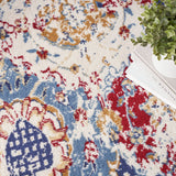 Nourison Grafix Vintage Blue Multicolor 3'9" x 5'9" Area -Rug, Easy -Cleaning, Non Shedding, Bed Room, Living Room, Dining Room, Kitchen (4x6)