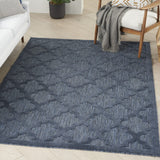 Nourison Easy Care Moroccan Navy Blue 4' x 6' Area Rug, Trellis, Easy Cleaning, Non Shedding, Bed Room, Living Room, Dining Room, Backyard, Deck, Patio (4x6)