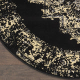 Nourison Grafix Black 4' x Round Area Rug Easy Clean, Non Shedding, Bed Room, Living Room, Dining Room, Kitchen (4' x Round)