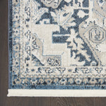 Nourison Geneva Blue/Grey 2'2" x 7'6" Area Rug, Traditional, French Country, Easy Cleaning, Non Shedding, Bed Room, Living Room, Dining Room, Kitchen, (8' x Runner)