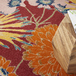 Nourison Allur Red Multicolor 5'3" x 7'3" Area Rug, Modern, Floral, Bed Room, Living Room, Dining Room, Kitchen, Easy Cleaning, Non Shedding, (5' x 7')