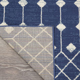 Nourison Grafix Moroccan Navy 2'3" x 12' Area Rug, Easy Cleaning, Non Shedding, Bed Room, Living Room, Dining Room, Kitchen (2x12)