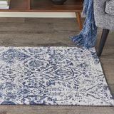 Nourison Damask Vintage Ivory/Navy 2'3" x 3'9" Area -Rug, Easy -Cleaning, Non Shedding, Bed Room, Living Room, Dining Room, Kitchen (2x4)