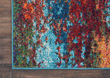 Nourison Celestial Red/Blue Atlantic 2'2" x 10' Area -rug, Contemporary, Abstract, Easy -cleaning, Non Shedding, Bed Room, Living Room, Dining Room, Kitchen, (10' x Runner)