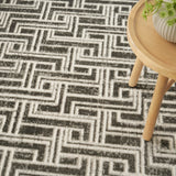 Nourison Serenity Home Geometric Grey Ivory 3'11" x 5'11" Area -Rug, Easy -Cleaning, Non Shedding, Bed Room, Living Room, Dining Room, Backyard, Deck, Patio (4x6)