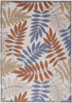 Nourison Aloha Indoor/Outdoor Blue Mocha 3'6" x 5'6" Area Rug, Easy Cleaning, Non Shedding, Bed Room, Living Room, Dining Room, Backyard, Deck, Patio (4x6)