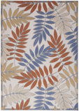 Nourison Aloha Indoor/Outdoor Blue Mocha 3'6" x 5'6" Area Rug, Easy Cleaning, Non Shedding, Bed Room, Living Room, Dining Room, Backyard, Deck, Patio (4x6)