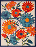 Nourison Aloha Indoor/Outdoor Multicolor 3'6" x 5'6" Area Rug, Easy Cleaning, Non Shedding, Bed Room, Living Room, Dining Room, Kitchen (4x6)