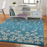 Nourison TRA04 Tranquil Bohemian Floral Turquoise Area Rug 4' X 6'