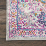 Nourison Passion Bohemian Light Grey/Pink 2'2" x 10' Area -Rug, Easy -Cleaning, Non Shedding, Bed Room, Living Room, Dining Room, Kitchen (2x10)