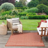 Nourison Positano 5' x 7' Terracotta Striped Indoor/Outdoor Area Rug, Easy Cleaning, Non Shedding, Bedroom, Living Room, Dining Room, Deck, Backyard, Patio