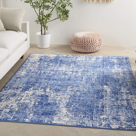 Nourison Whimsicle Blue Ivory 5' x 7' Area Rug, Artistic, Contemporary, Easy-Cleaning, Non-Shedding, Bed Room, Living Room, Dining Room, Kitchen