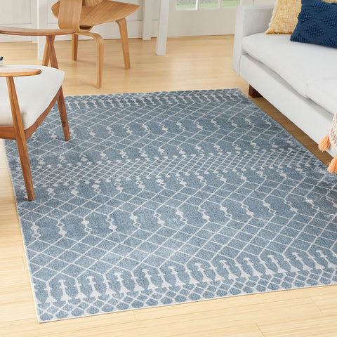 Nourison Astra Machine Washable Bohemian Blue 5'3" x 7' Area Rug, Easy Clean, Non Shedding, Bed Room, Living Room, Dining Room, Kitchen (5x7)