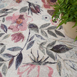 Nourison Washables Floral Ivory Pink 5'2" x 7' Area -rug, Easy -cleaning, Non Shedding, Bed Room, Living Room, Dining Room, Kitchen (5x7)