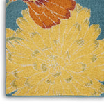 Nourison Allur Turquoise Multicolor 4' x 6' Area Rug, Modern, Floral, Bed Room, Living Room, Dining Room, Kitchen, Easy Cleaning, Non Shedding