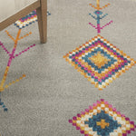 Nourison Passion Bohemian Grey/Multi 2'2" x 7'6" Area -Rug, Easy -Cleaning, Non Shedding, Bed Room, Living Room, Dining Room, Kitchen (2x8)