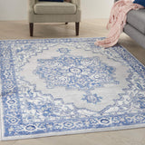 Nourison Whimsicle Traditional Grey Blue 6' x 9' Area Rug, Easy Cleaning, Non Shedding, Bed Room, Living Room, Dining Room, Kitchen (6x9)