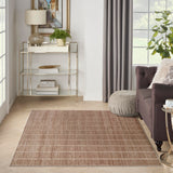 Nourison Serenity Home Geometric Mocha Ivory 3'11" x 5'11" Area Rug, Easy-Cleaning, Non-Shedding, Bedroom, Living Room, Dining Room, Backyard, Deck, Patio (4x6)