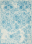 Nourison Jubilant Damask Blue 4' x 6' Area Rug, Easy Cleaning, Non Shedding, Bed Room, Living Room, Dining Room, Kitchen (4x6)