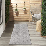 Nourison Palamos Indoor/Outdoor Light Grey 2'2" x 7'6" Area Rug, Easy Cleaning, Non Shedding, Bed Room, Living Room, Dining Room, Backyard, Deck, Patio (2x8)