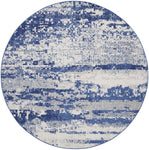 Nourison Whimsicle Artistic Ivory Navy 5' x Round Area Rug, Easy Cleaning, Non Shedding, Bed Room, Living Room, Dining Room, Kitchen (5 Round)