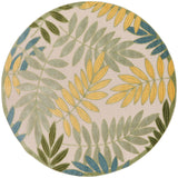 Nourison Aloha Indoor/Outdoor Green Multicolor 5'3" x Round Area Rug, Easy Cleaning, Non Shedding, Bed Room, Living Room, Dining Room, Backyard, Patio, Deck (5 Round)
