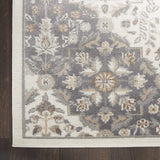 Nourison Elation Floral Ivory Grey 5'3" x 7'3" Area Rug, Easy-Cleaning, Non Shedding, Bed Room, Living Room, Dining Room, Kitchen (5x7)
