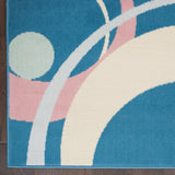 Nourison Grafix Geometric Blue Multi Colored 3'9" x 5'9" Area Rug, Easy Cleaning, Non Shedding, Bed Room, Living Room, Dining Room, Kitchen (4x6)