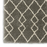 Nourison Geometric Shag Moroccan Silver 2'2" x 3'9" Area -Rug, Easy -Cleaning, Non Shedding, Bed Room, Living Room, Dining Room, Kitchen (2x4)