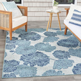 Nourison Garden Oasis Indoor-Outdoor Blue 4' x 6' Area Rug, Easy Cleaning, Non Shedding, Bed Room, Living Room, Dining Room, Backyard, Deck, Patio (4x6)