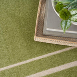 Nourison Essentials Indoor/Outdoor Solid Bordered Green Ivory 5' x 7' Area Rug, Easy Cleaning, Non Shedding, Bed Room, Living Room, Dining Room, Backyard, Deck, Patio (5x7)