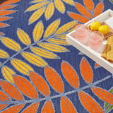 Nourison Aloha Indoor/Outdoor Navy Multicolor 3'6" x 5'6" Area Rug, Easy Cleaning, Non Shedding, Bed Room, Living Room, Dining Room, Backyard, Deck, Patio (4x6)