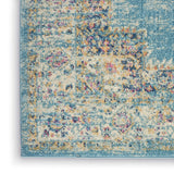Nourison Passion Light Blue 2'2" x 10' Area Rug, Boho, Traditional, Easy Clean, Non Shedding, Bed Room, Living Room, Hallway, (10' Runner)